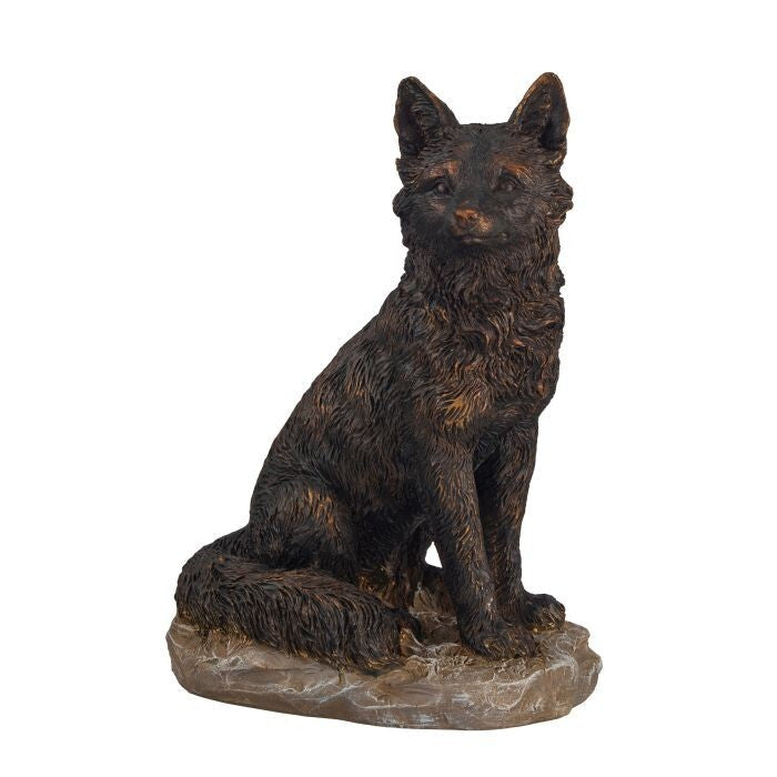 12.5" Resin Fox On Stone