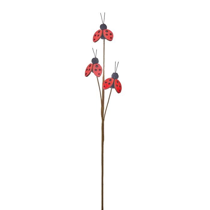 19" Wood & Fabric Triple Lady Bug Pick