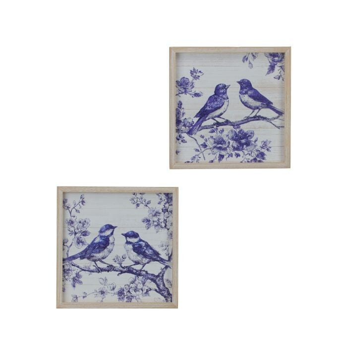 12X12" Framed Blue Bird Art 2/Ast