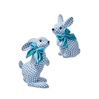 9-10.5 Fabric Check Bunny W Bow Set/2