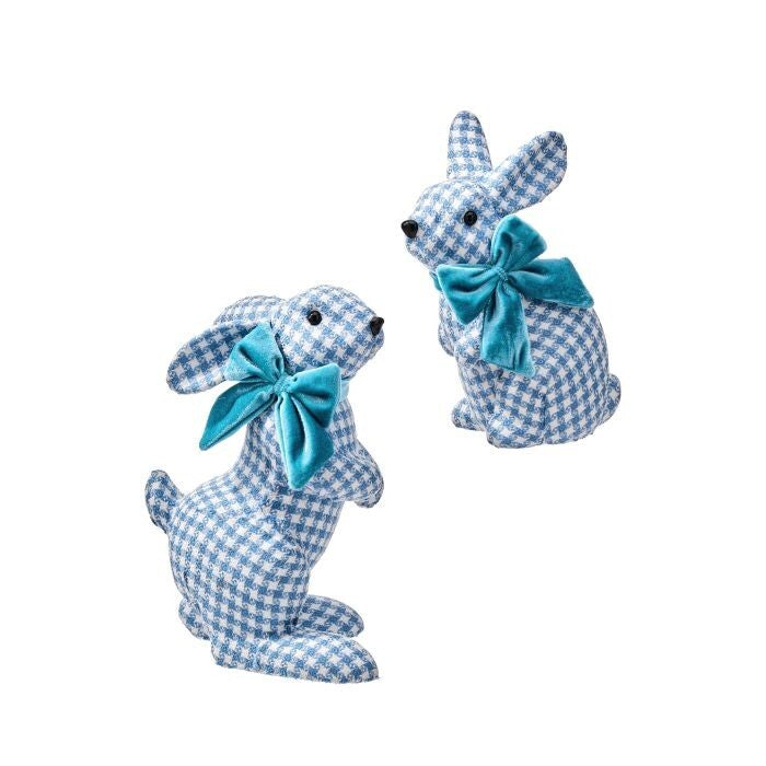 9-10.5 Fabric Check Bunny W Bow Set/2