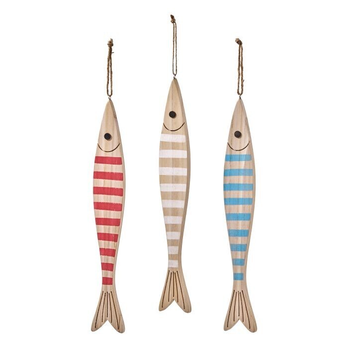 19" Wood Hanging Fish Lure 3As