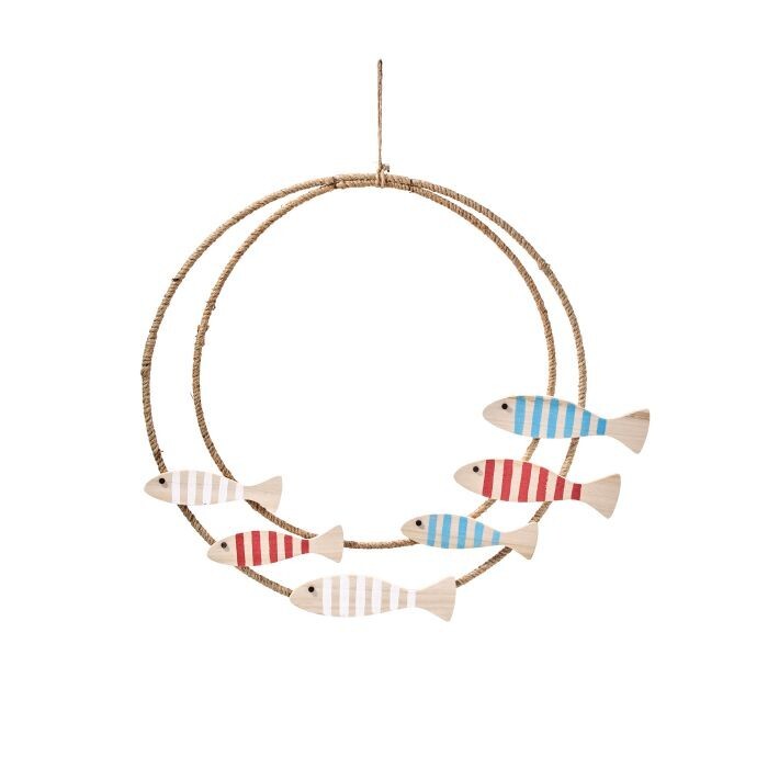 24" Wood Fish On Rope Wreath