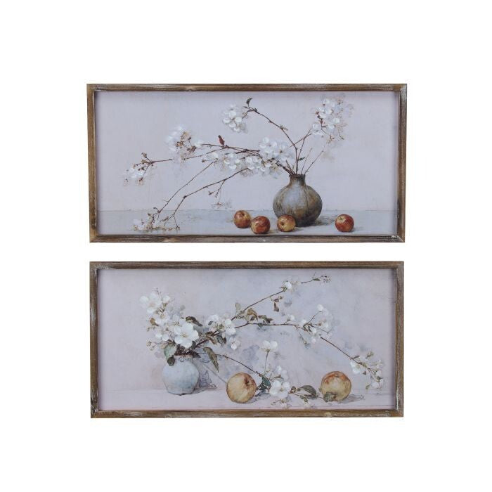 24X12" Wood Frame Apple Blossom Art 2As