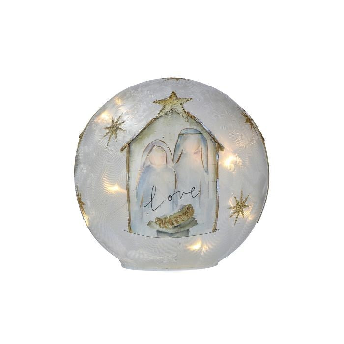 6" Gls "Love"Holy Family Lighted Ball