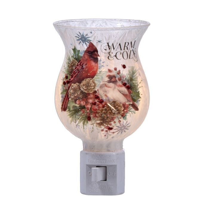 5"Gls "Warm & Cozy" Cardinal Night Light Ul