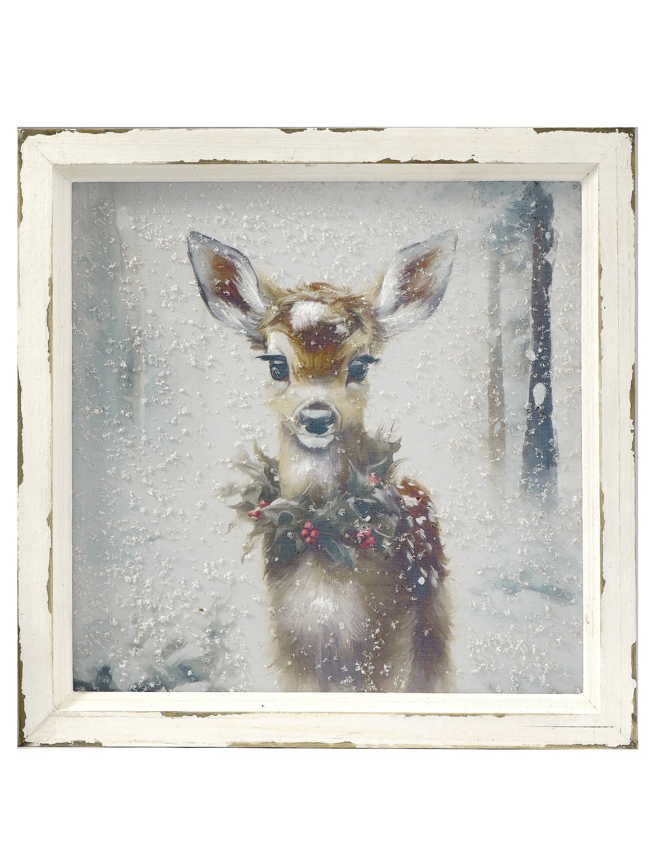 16" Winter Fawn W/Wreath Screen