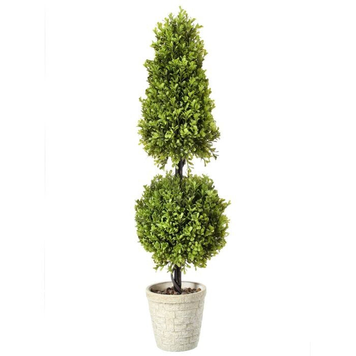 Pl.Ptd Spring Boxwood Ball Cone Topiary 36"