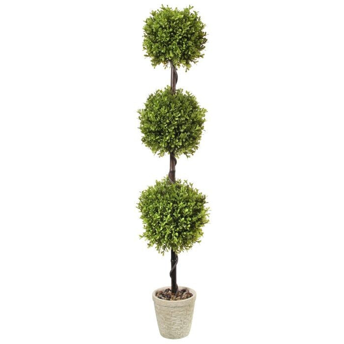 Pl.Ptd Spring Boxwood Triple Ball Topiary 48"