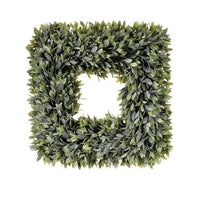 Pl. Flocked Sage Square Wreath 19