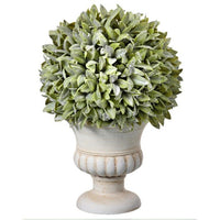 Ptd. Pl. Flocked Sage Ball In Urn 11