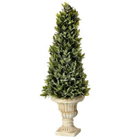 Ptd. Pl. Flocked Sage Cone Topiary 24
