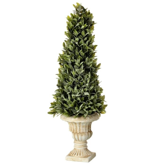 Ptd. Pl. Flocked Sage Cone Topiary 24"