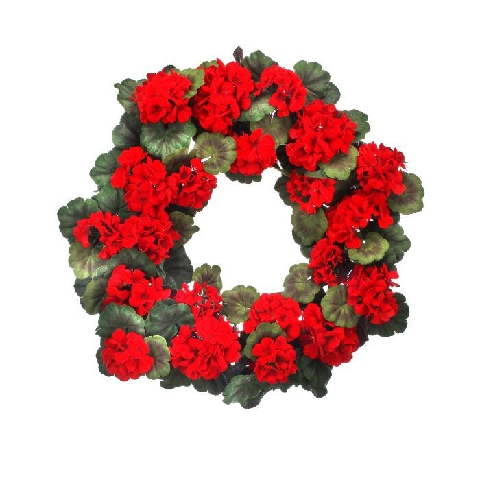 Velvet Uv Mature Geranium Wreath 24" Od Ok