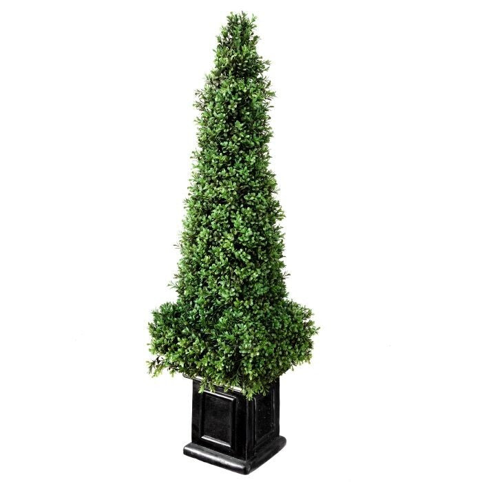 46" Plastic Boxwood Obelisk Square Pot