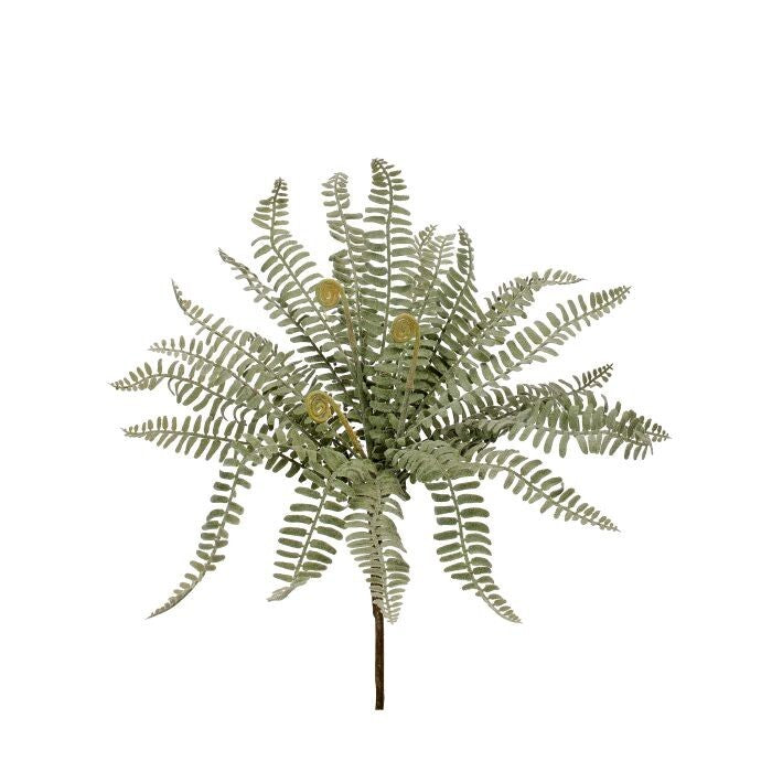 Pl. Real Touch Leather Fern Bush 16"