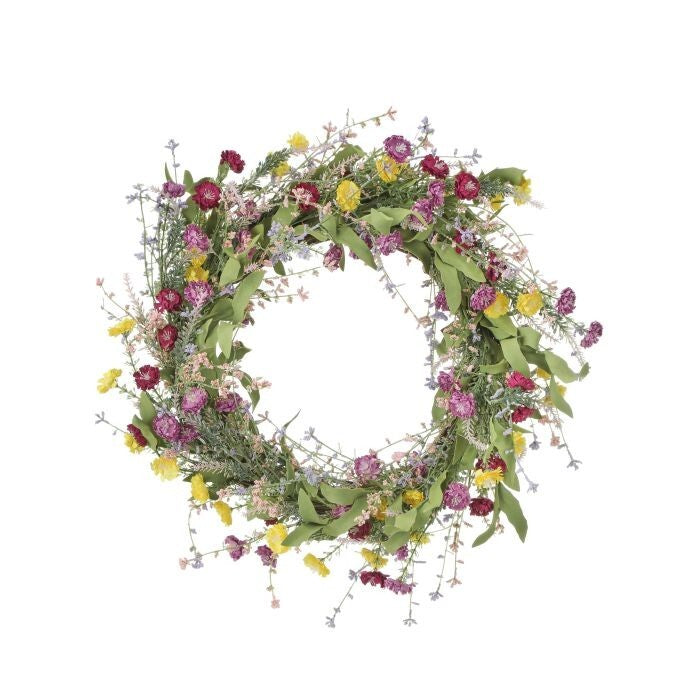 Wild Bachelor Button Wreath 22"