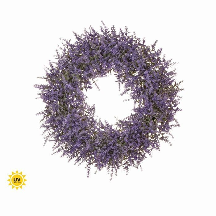 Pl. Uv Lavender Garden Wreath 18"