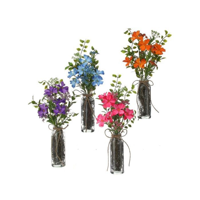 14" Summer Garden Glass Arrangement 4Ast