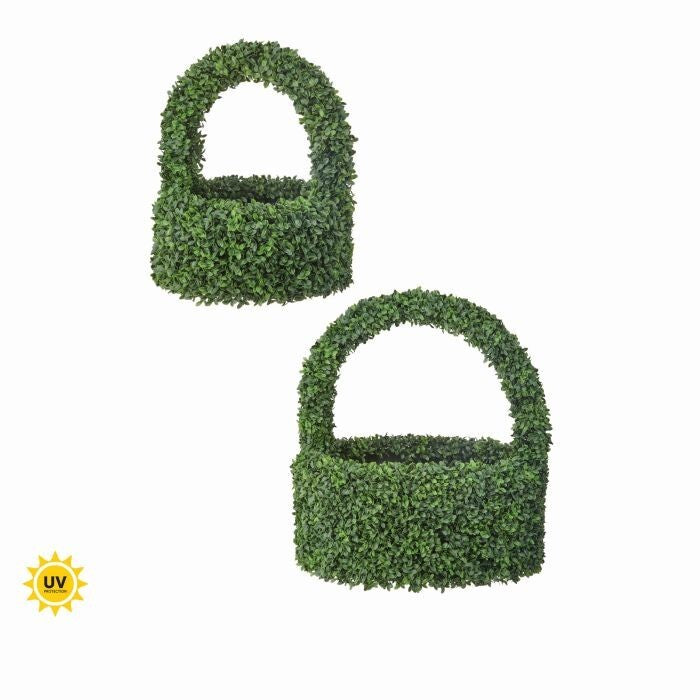 21-24" Uv Boxwood Basket W/Handle Set/2