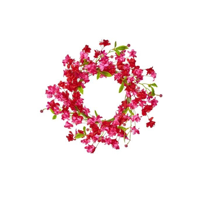 13" Pink Blossom Candle Ring 6"Id