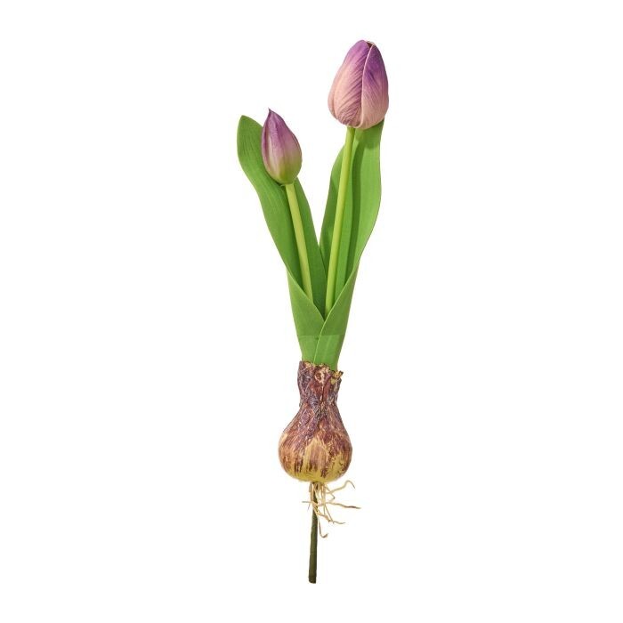 14" Faux Spring Dbl Tulip W/Bulb Pick