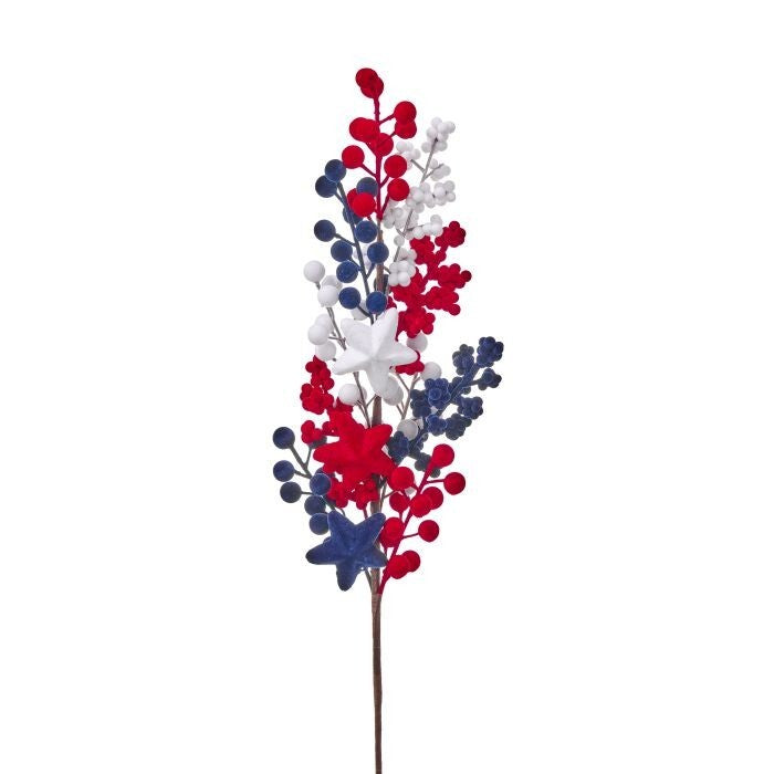 28" Flocked Star & Berry Spray