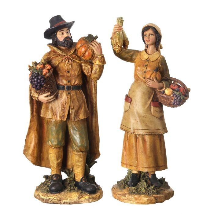 Resin 12.5" Harvest Pilgrims 2As
