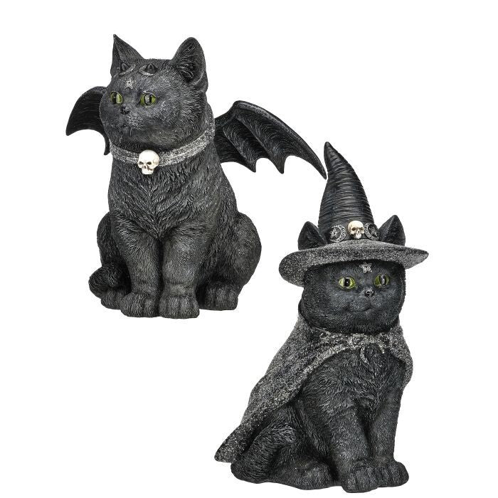 8.5" Resin Black Cat Witch/Bat 2/Asst