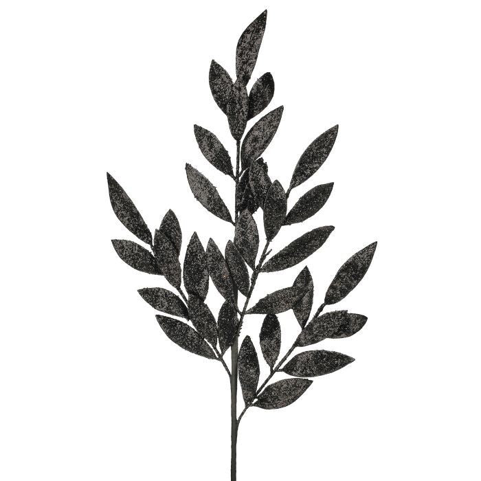 30" Glitter Laurel Leaf Spray