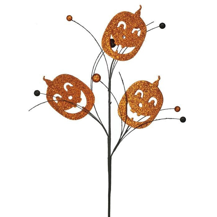 28" Glitter Jack O Lantern Spray X3