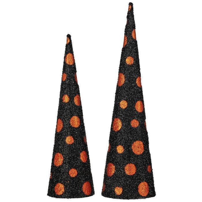 20-24" Glitter Polka Dot Cone Tree Set/2