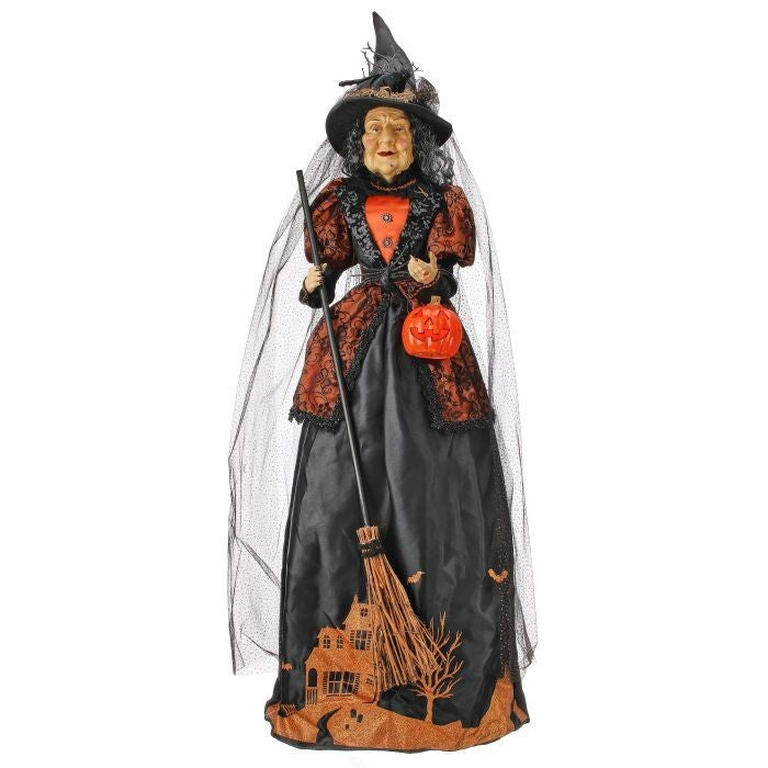 42" Standing Witch W/Pumpkin