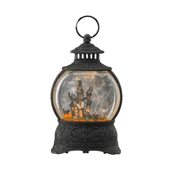 9"Led/Bty/Tmr Haunted House Lantern Usb