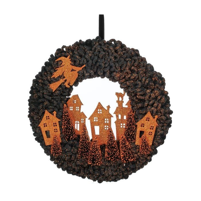 18" Halloween Spooky Town Wreath