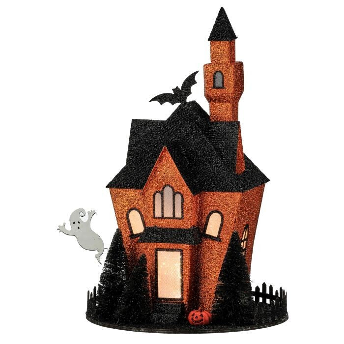 13.5" Led/Bty/Tmr Cboard Haunted House