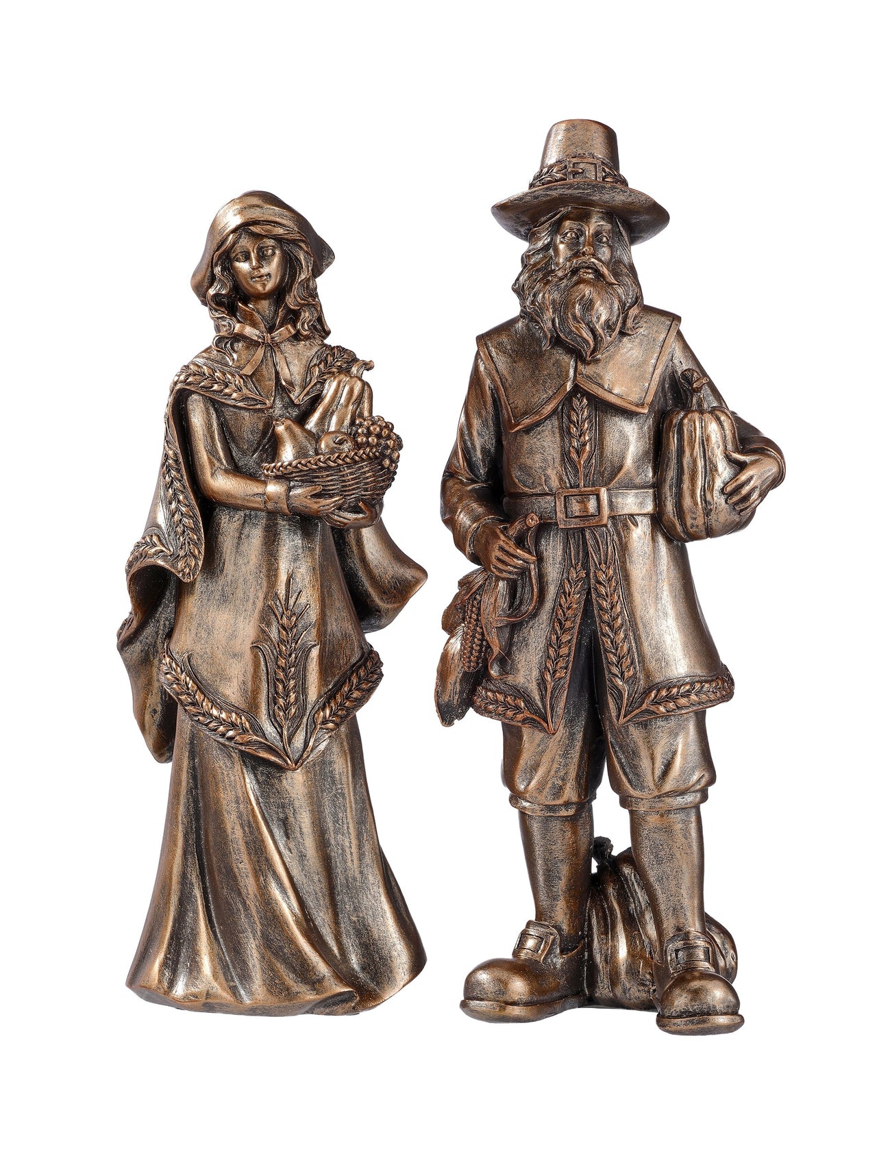 12" Resin Pilgrim Couple 2/Ast