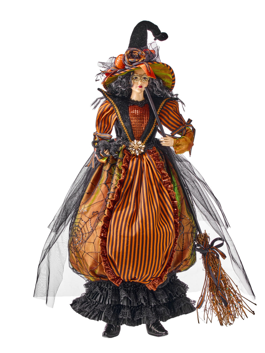 32" Pretty Halloween Fabric Witch W/Broom