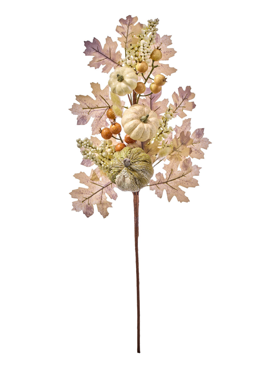 28" Vintage Rustic Pumpkin/Bry/Leaf Spray