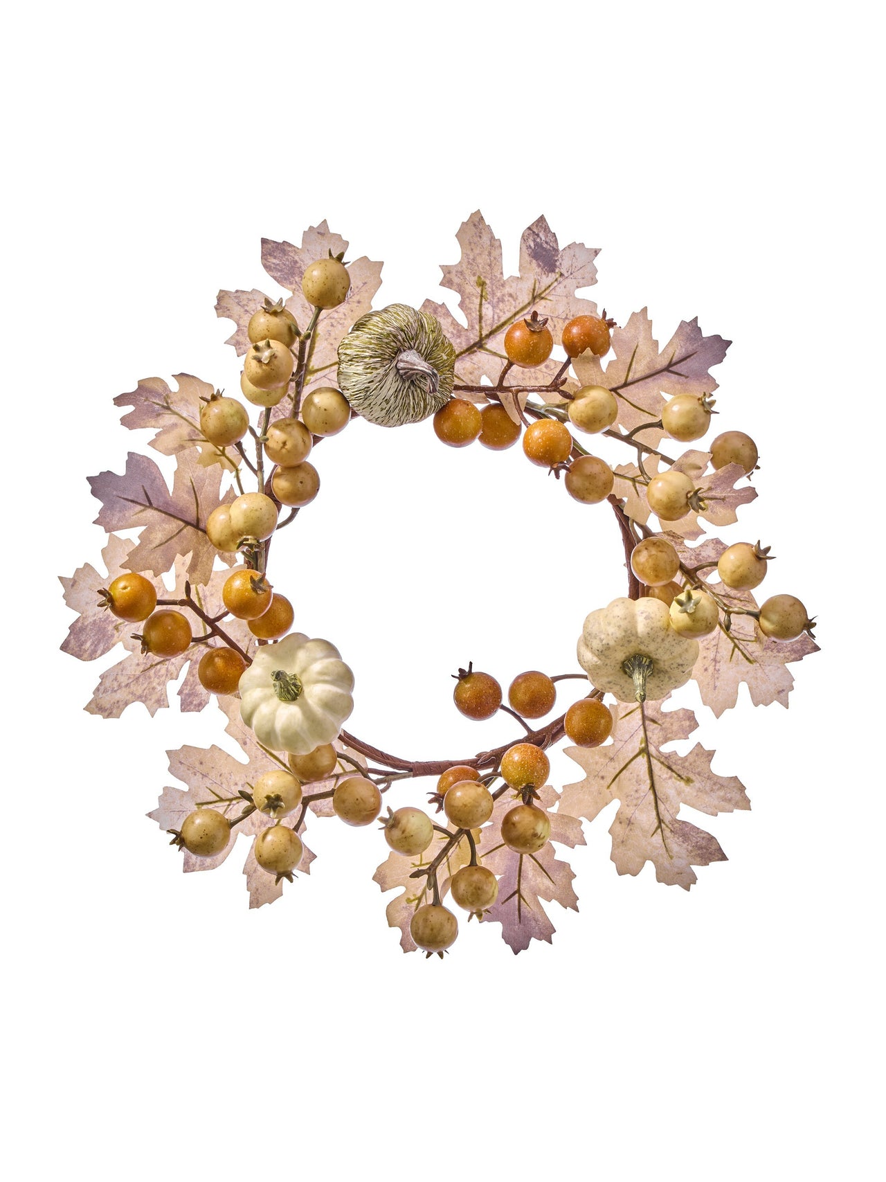 12" Rustic Pkin/Bry/Leaf Candlering 6Id