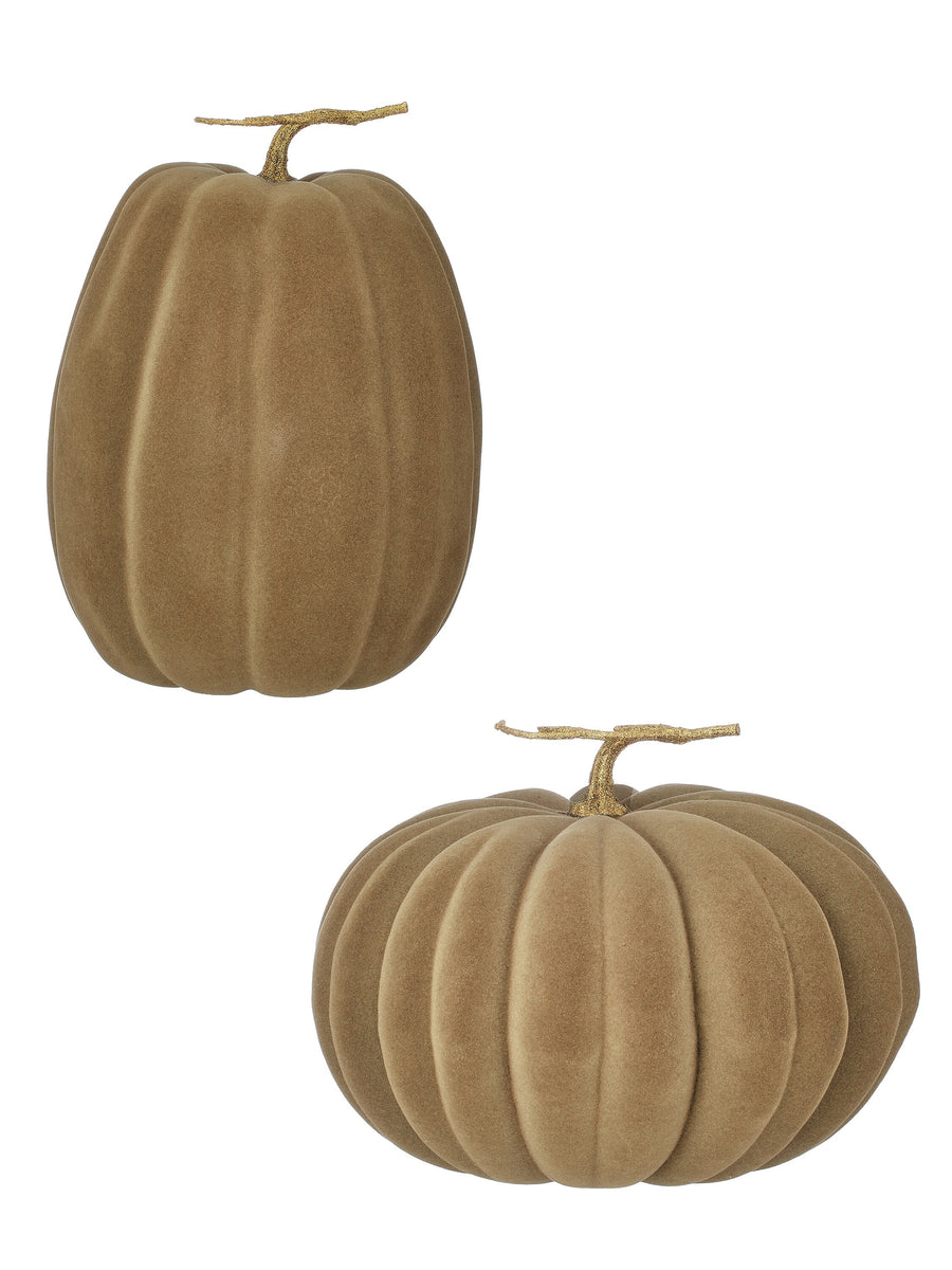 14-16" Flocked Autumn Pumpkin 2/Ast