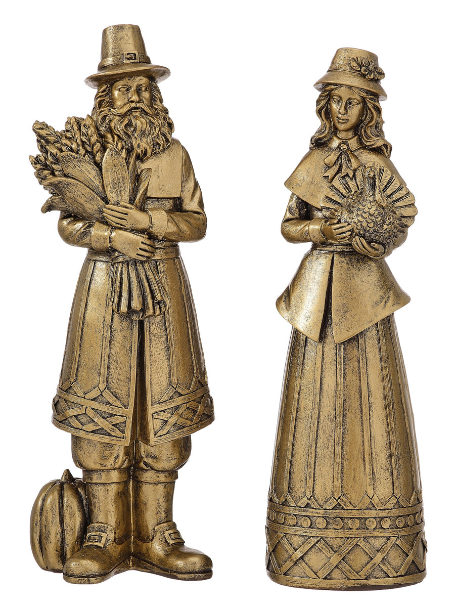 10" Resin Pilgrim Man/Woman 2/Ast