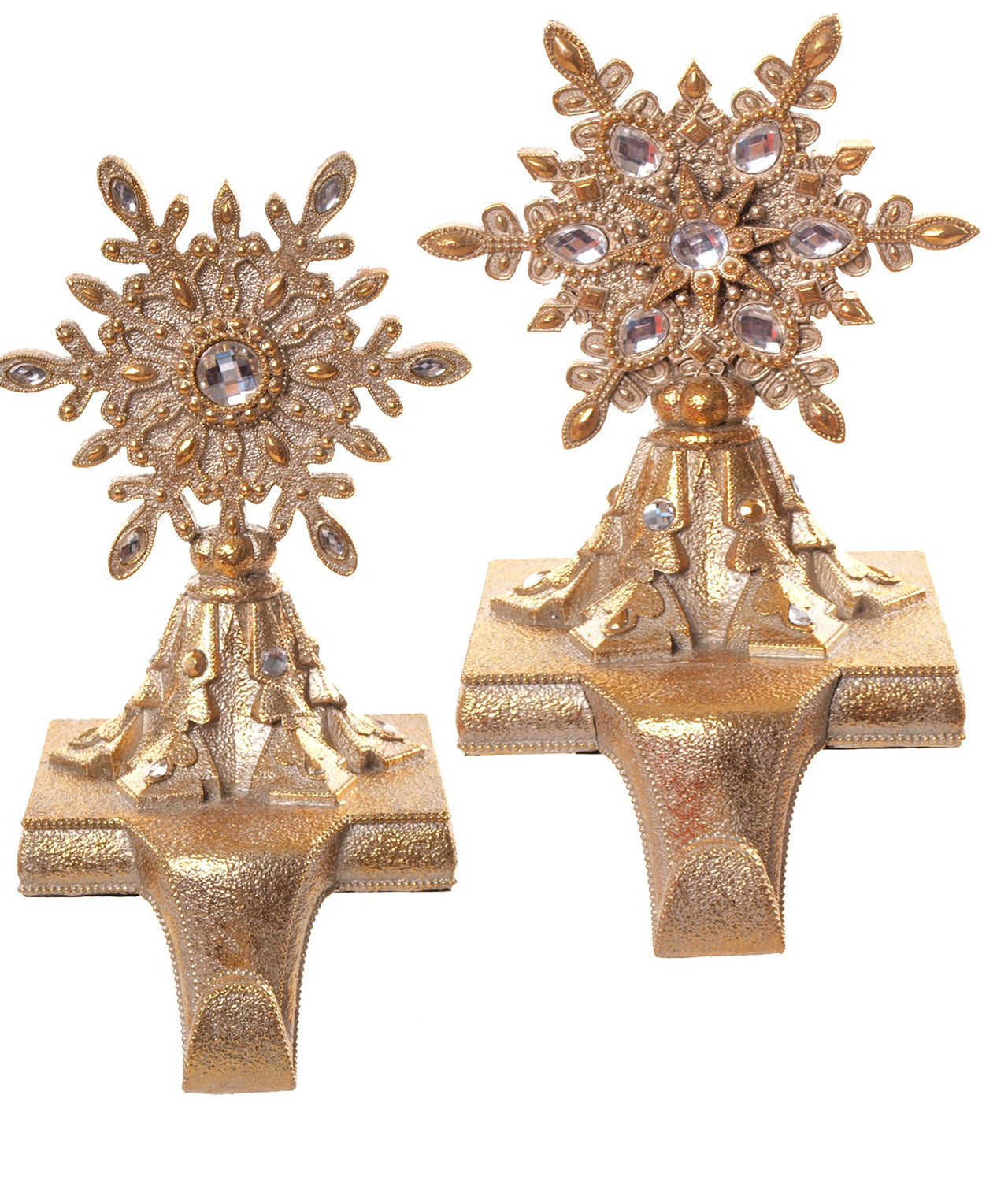 9" Rsn Jeweled Snowflake Stockingholder 2As