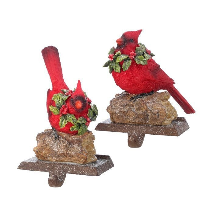 7-9" Rsn Cardinal On Log Stocking Hldr 2Ast