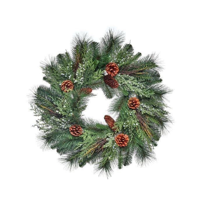 24" Juniper Berry/Pine/Cones Wreath