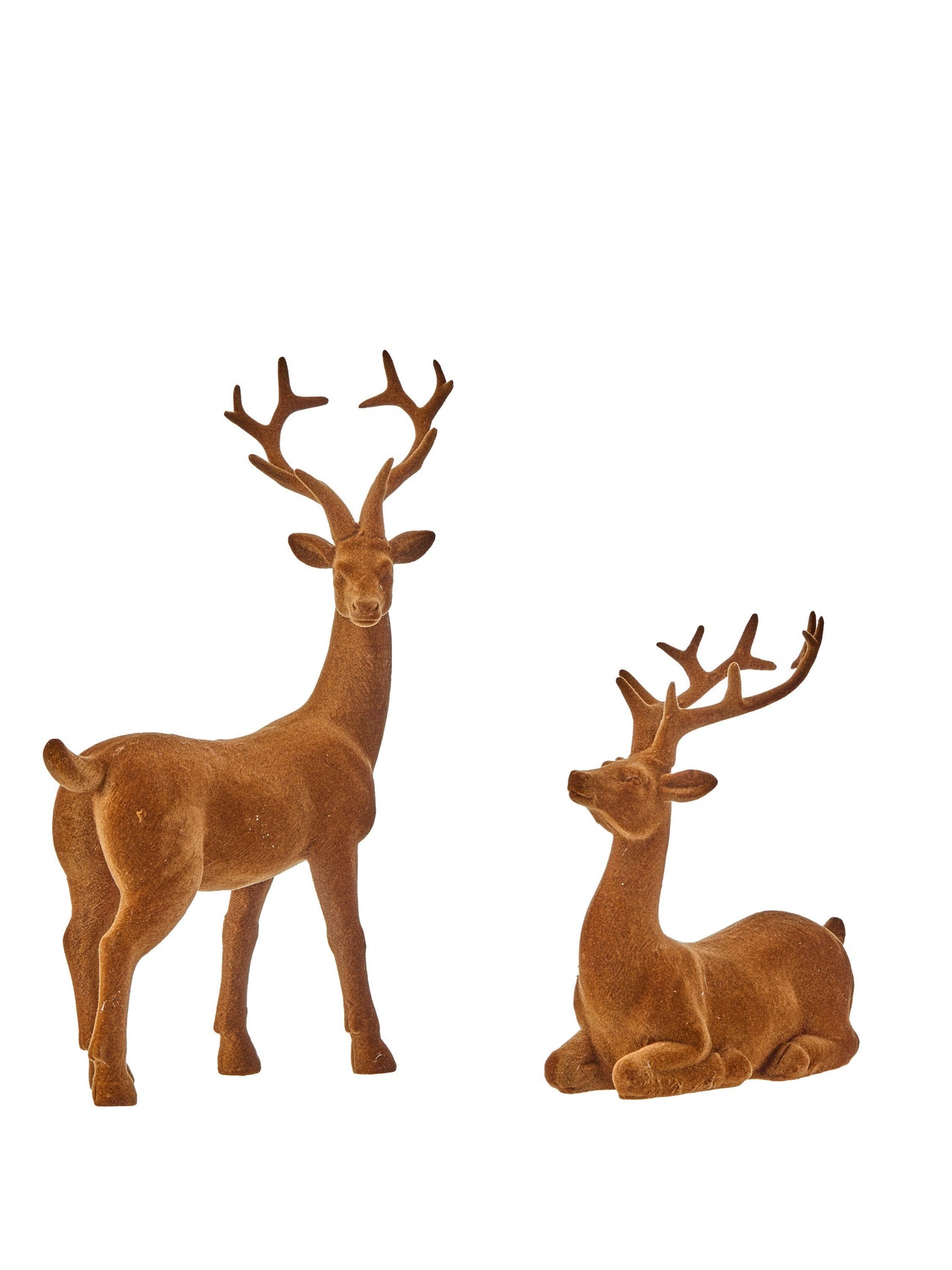 8-10.5" Resin Flocked Deer Set/2