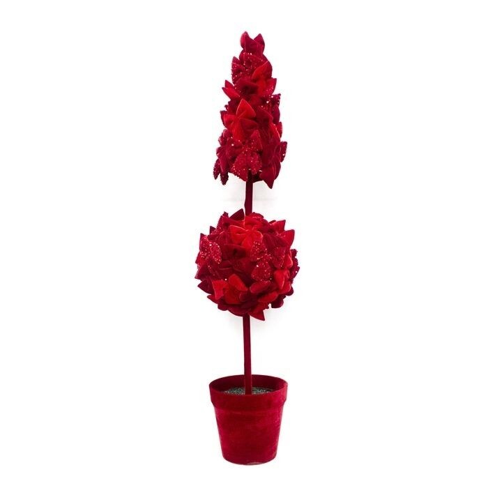 60" Vlvt/Sqn Bow Potted Topiary Tree