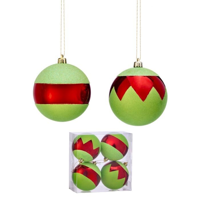 100Mm Vp Flock/Shiny Fun Elf Ornament Bx/4