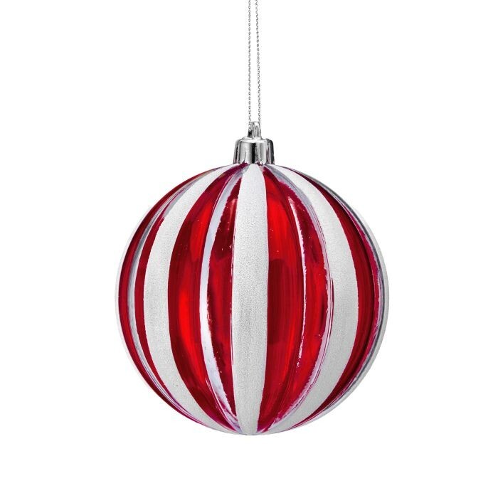 100Mm Vp Candy Stripe Ball Ornament Bx.4