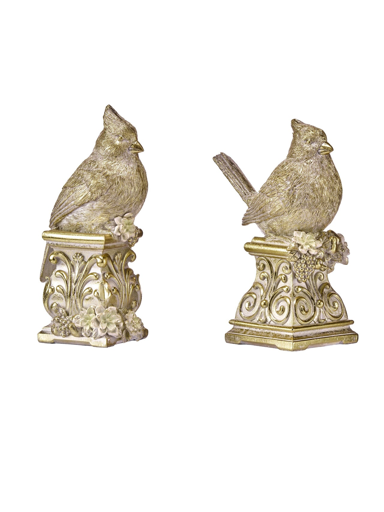 6" Resin Bird/Magnolia On Pedestal 2/Ast